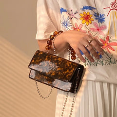 Vintage Beading Top-handle Chain Cross-body Shoulder Bag