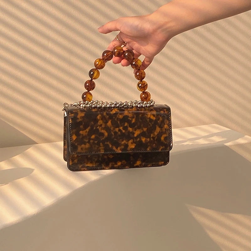 Vintage Beading Top-handle Chain Cross-body Shoulder Bag