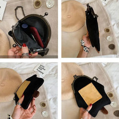 Shoulder Bags Women Vintage Cartoon PU Leather Chain Cross-body Handbag