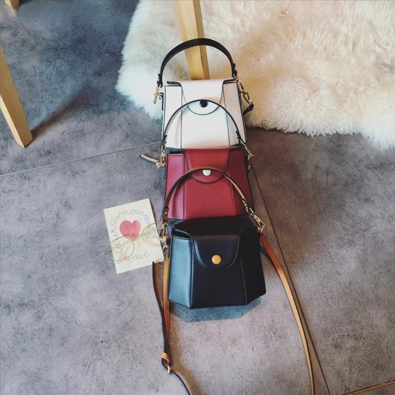Shoulder Bags Women Vintage Cross-body Bucket Bag PU Leather
