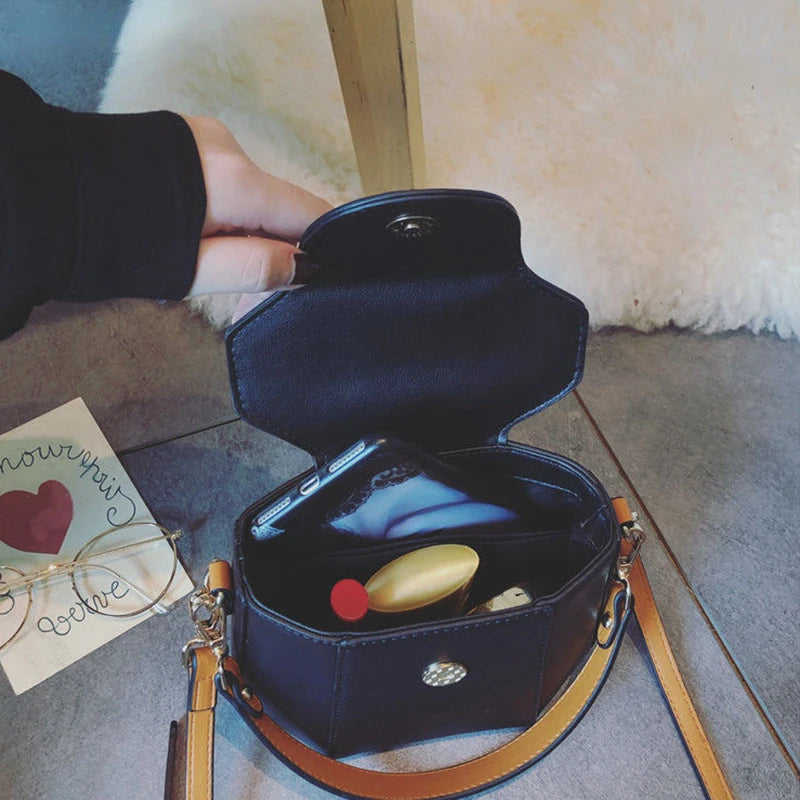 Shoulder Bags Women Vintage Cross-body Bucket Bag PU Leather