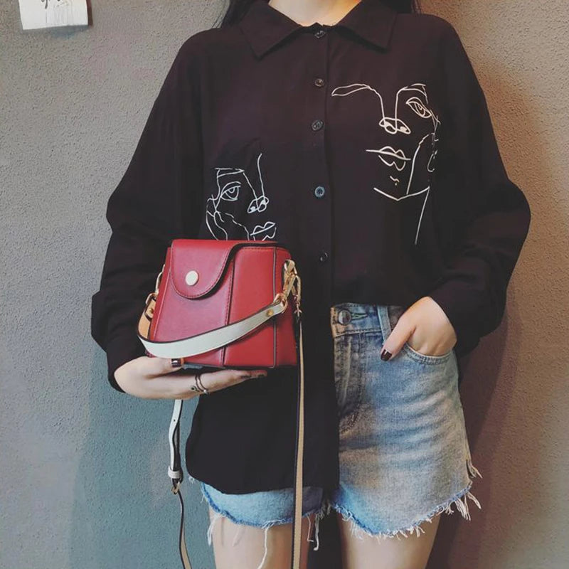 Shoulder Bags Women Vintage Cross-body Bucket Bag PU Leather