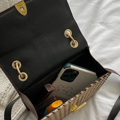Vintage Houndstooth Shoulder Bag for Women