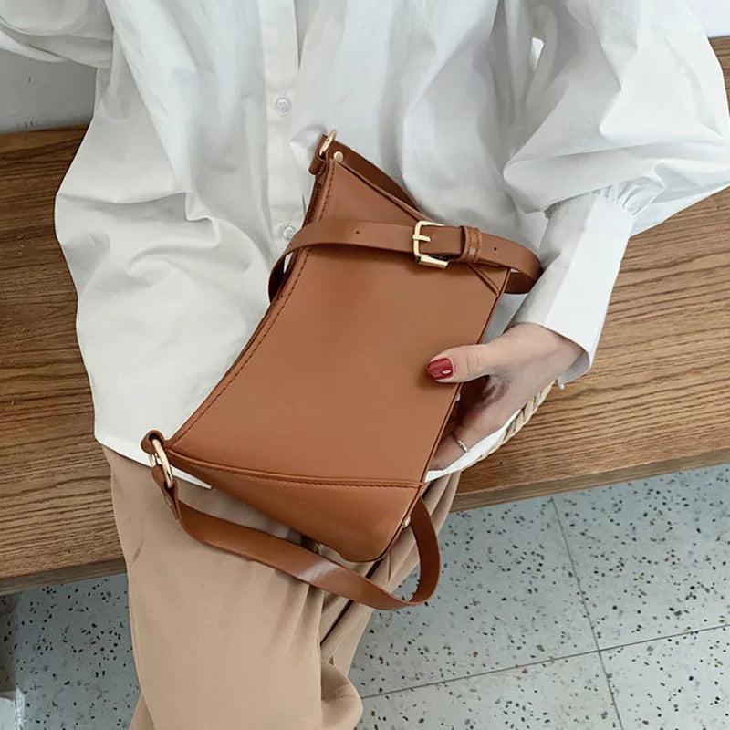 Vintage PU Leather Zipper Flap-bag Handbags