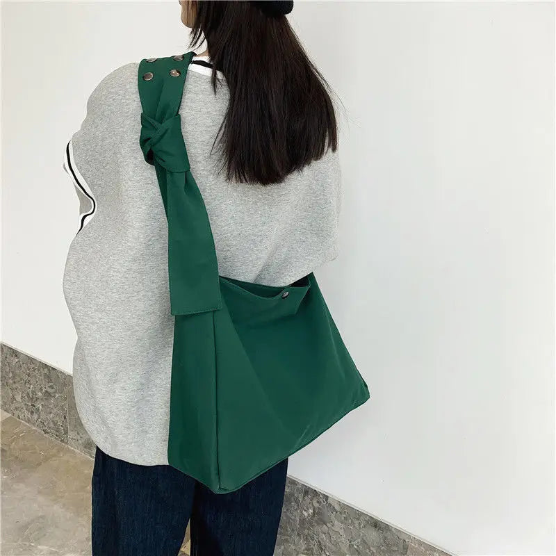 Canvas Cross-body Tote Wide Strap Shoulder Bag Vintage