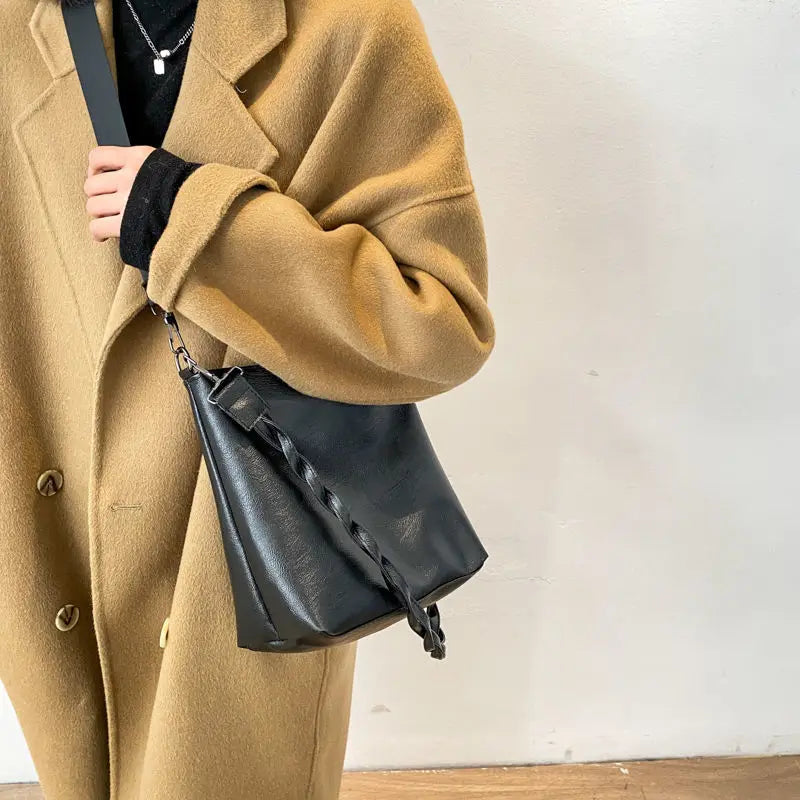 Shoulder Bag Women's Zipper PU Leather Crossbody Tote Bag
