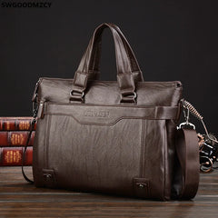 Men's Leather Briefcase Crossbody Bag