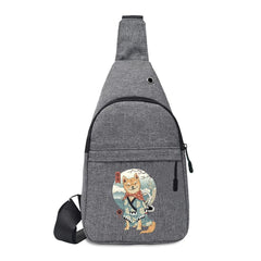 Men's Anti-Theft Travel Shoulder Bag with Japan Cat Print