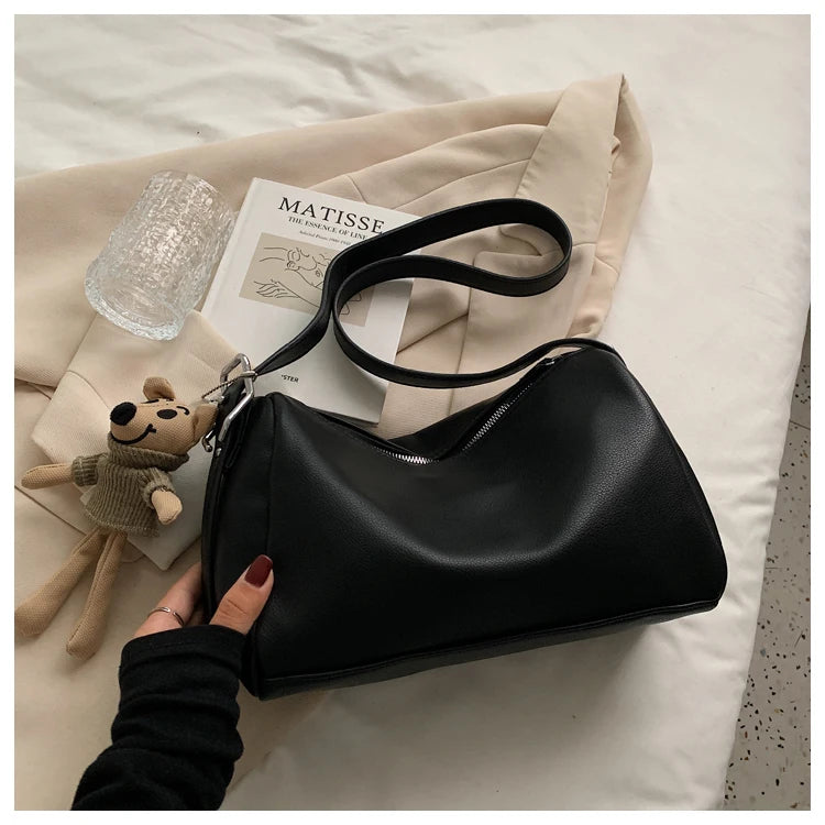 Women's Vintage Leather Shoulder Bag Crossbody Zipper Handbag