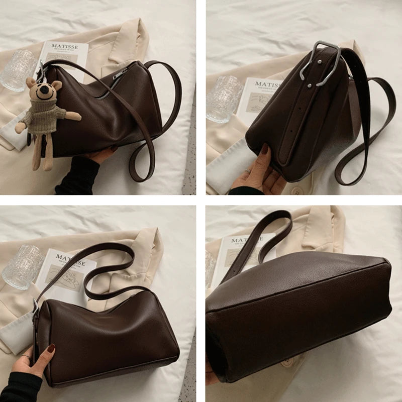 Women's Vintage Leather Shoulder Bag Crossbody Zipper Handbag