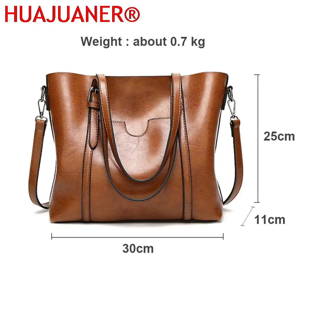 Oil Wax Leather Shoulder Bag Tote Crossbody