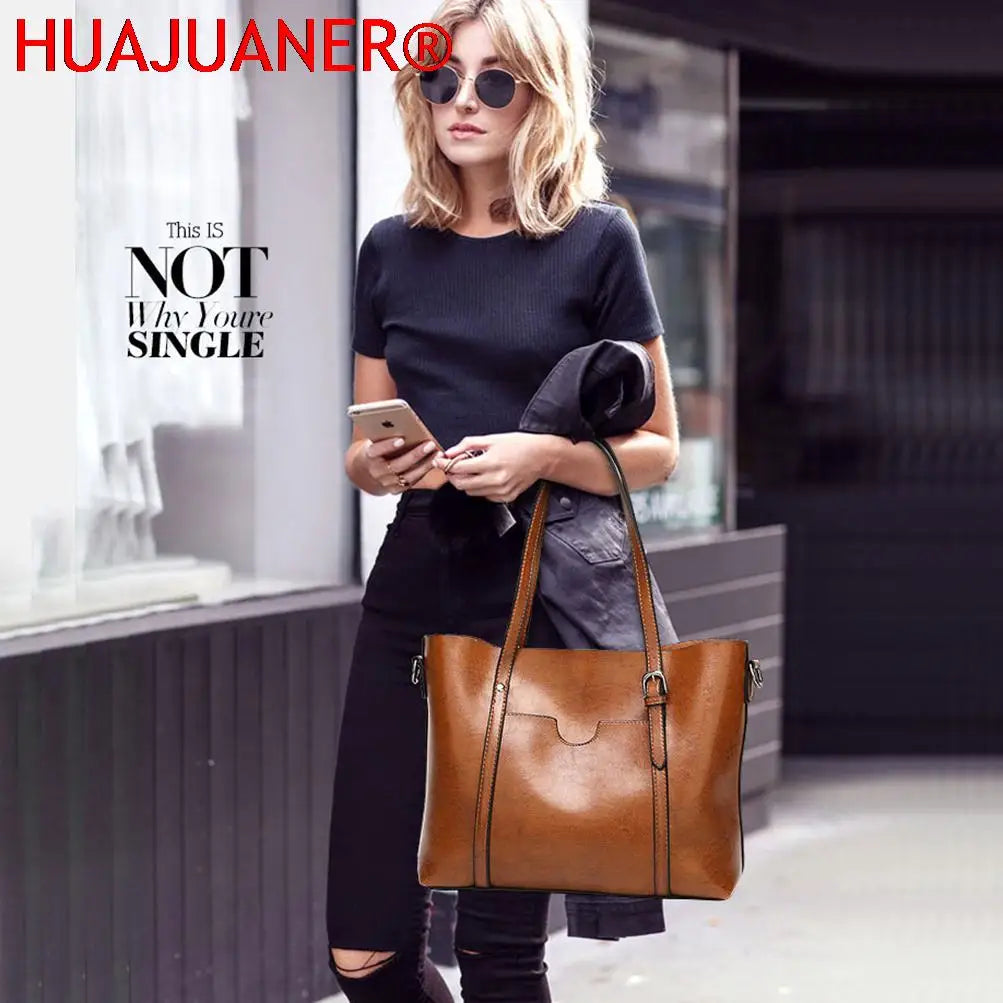 Oil Wax Leather Shoulder Bag Tote Crossbody