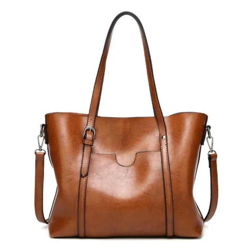 Oil Wax Leather Shoulder Bag Tote Crossbody Handbag