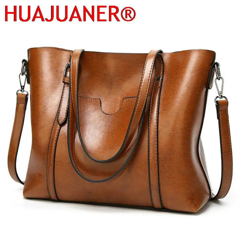Oil Wax Leather Shoulder Bag Tote Crossbody