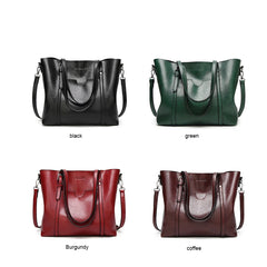 Women's Oil Wax Leather Shoulder Bag Tote Crossbody Handbag