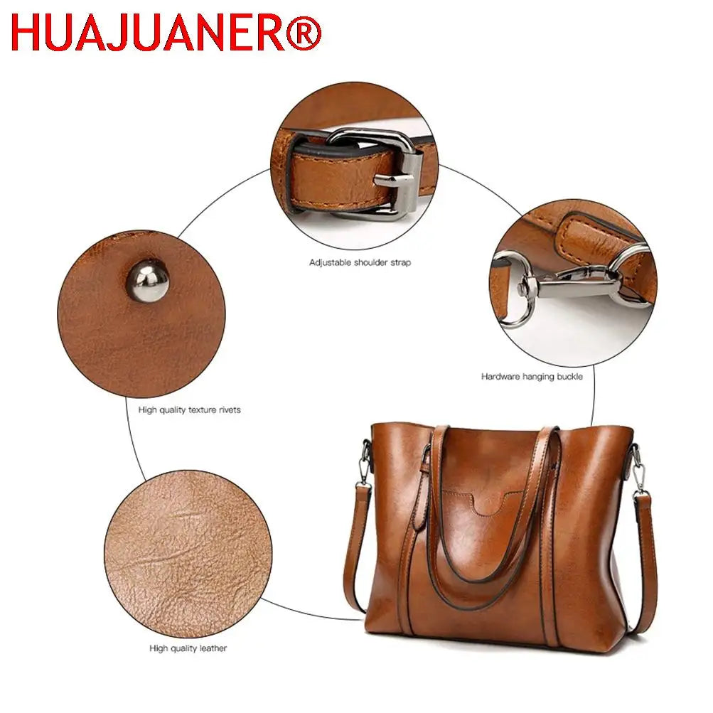 Oil Wax Leather Shoulder Bag Tote Crossbody