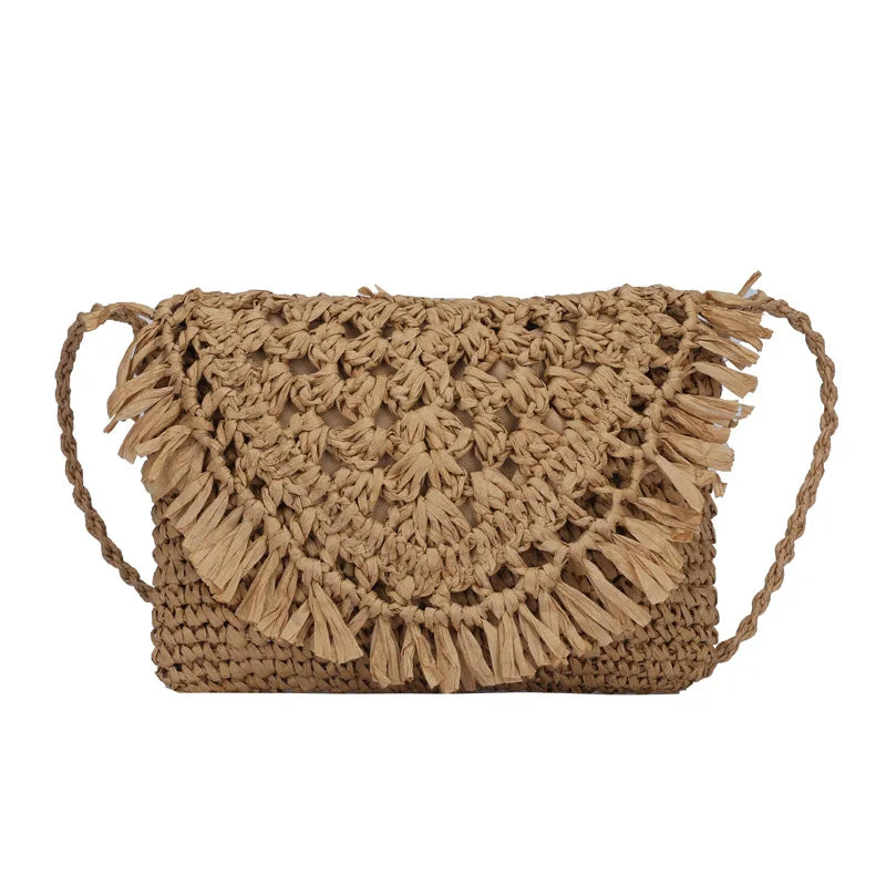 Knitting Shoulder Bag for Women Casual Straw Crossbody Summer Travel Woven Bag