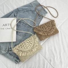 Knitting Shoulder Bag for Women Casual Straw Crossbody Summer Travel Woven Bag