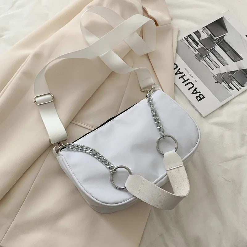 Vintage Nylon Shoulder Bag Top-handle Bag Girls Street Underarm Bag