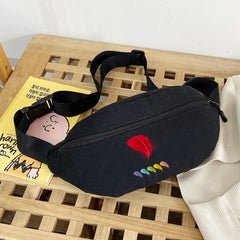 Feather Print Shoulder Chest Bag Multi-function Organizer