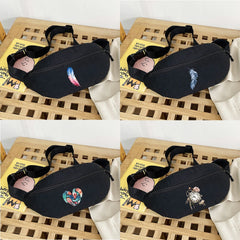 Feather Print Shoulder Chest Bag Multi-function Organizer