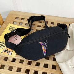 Feather Print Shoulder Chest Bag Multi-function Organizer