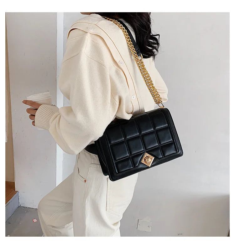 Retro Pu Leather Shoulder Crossbody Bag Tote Chain Handbag