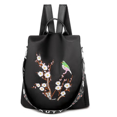 Shoulder Embroidery Women's Backpack Anti-theft Travel Bag Youth
