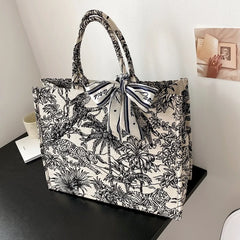 Shoulder Handbag Women Jacquard Embroidery Canvas Tote Bags