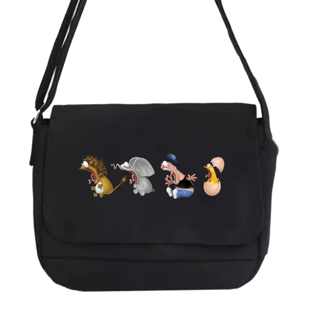 Harajuku Canvas Crossbody Bag Cartoon Pattern Women Student Envelope Bag