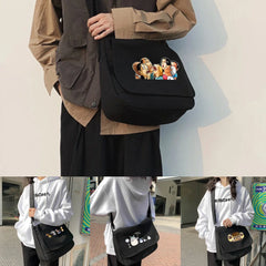 Harajuku Canvas Crossbody Bag Cartoon Pattern Women Student Envelope Bag