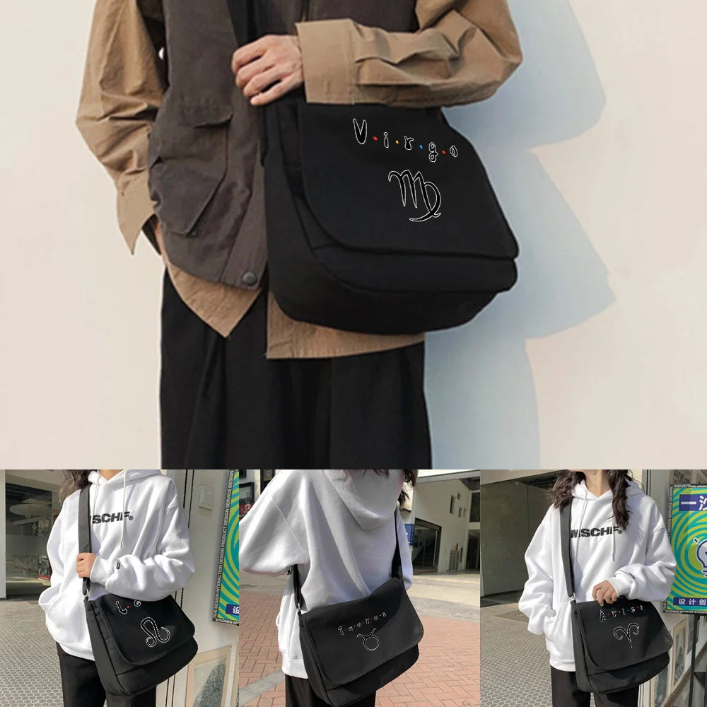 Harajuku Canvas Crossbody Bag Women Constellation Pattern