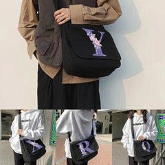 Harajuku Crossbody Bag Purple Flower Pattern