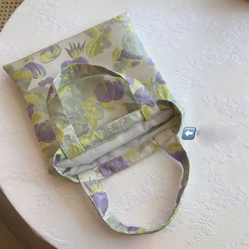 Grape Pattern Shopping Bag for Women, Sweet Underarm Shoulder Bag