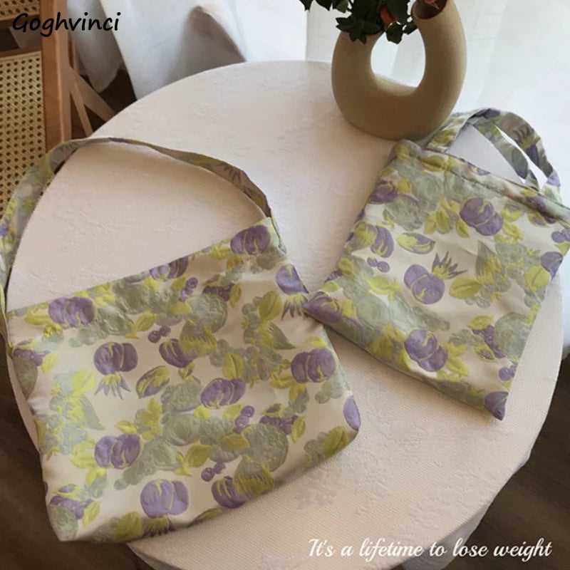 Grape Pattern Shopping Bag for Women, Sweet Underarm Shoulder Bag