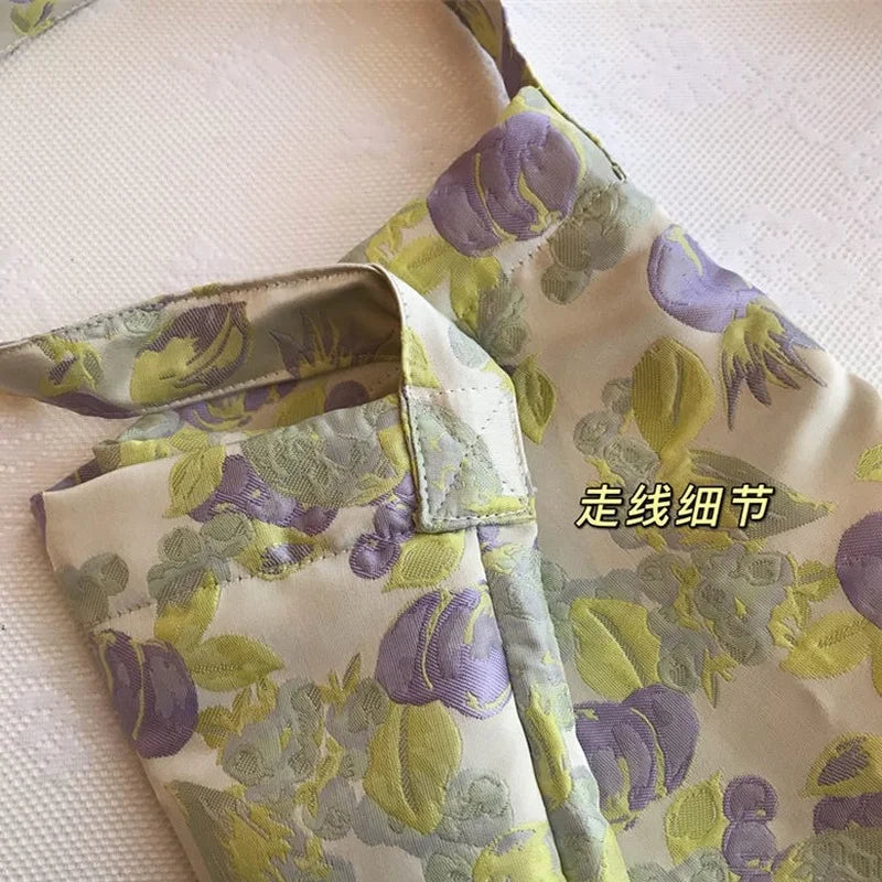 Grape Pattern Shopping Bag for Women, Sweet Underarm Shoulder Bag