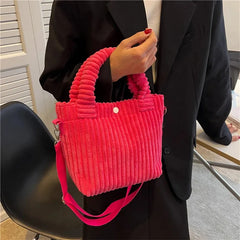Corduroy Shoulder Tote Bag for Women, Soft Handbag Totes, Casual Crossbody Bag