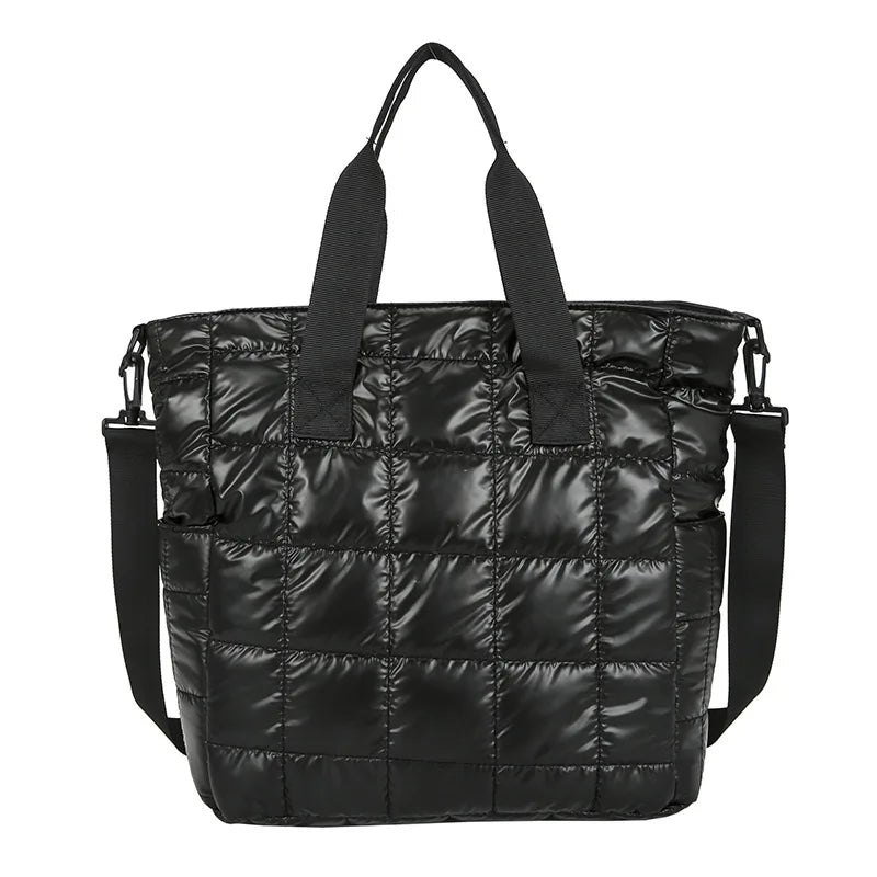 Nylon Cotton Soft Women Handbag Totes Warm Winter Female Large Capacity Crossbod