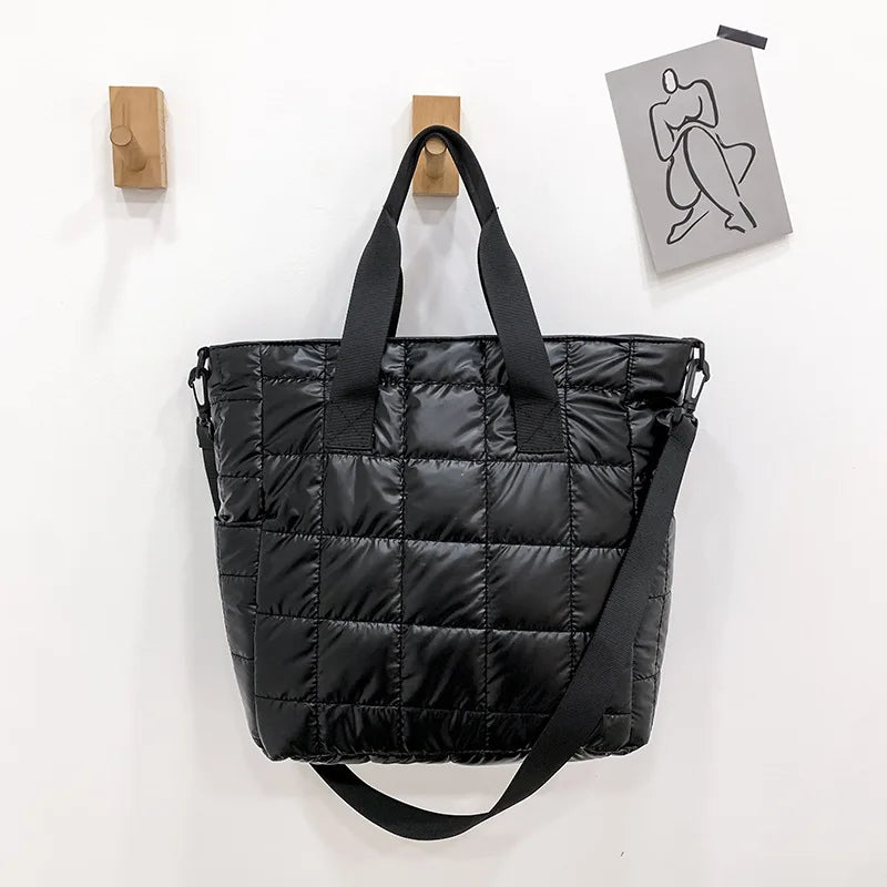 Nylon Cotton Soft Women Handbag Totes Warm Winter Female Large Capacity Crossbod