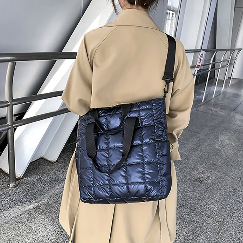 Nylon Cotton Soft Women Handbag Totes Warm Winter Female Large Capacity Crossbod