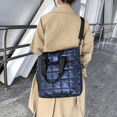 Nylon Cotton Soft Women Handbag Totes Warm Winter Female Large Capacity Crossbod