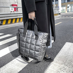 Nylon Cotton Soft Women Handbag Totes Warm Winter Female Large Capacity Crossbod