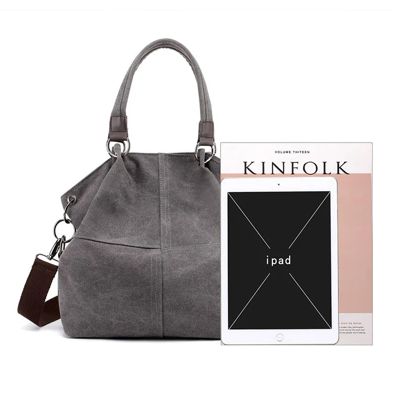 Casual Canvas Shoulder Bag for Women, Large Capacity Messenger Handbag