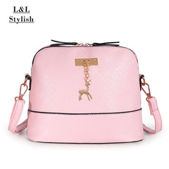 Female Deer Pendant Mini Crossbody Bag Small PU Leather Purse Handbag