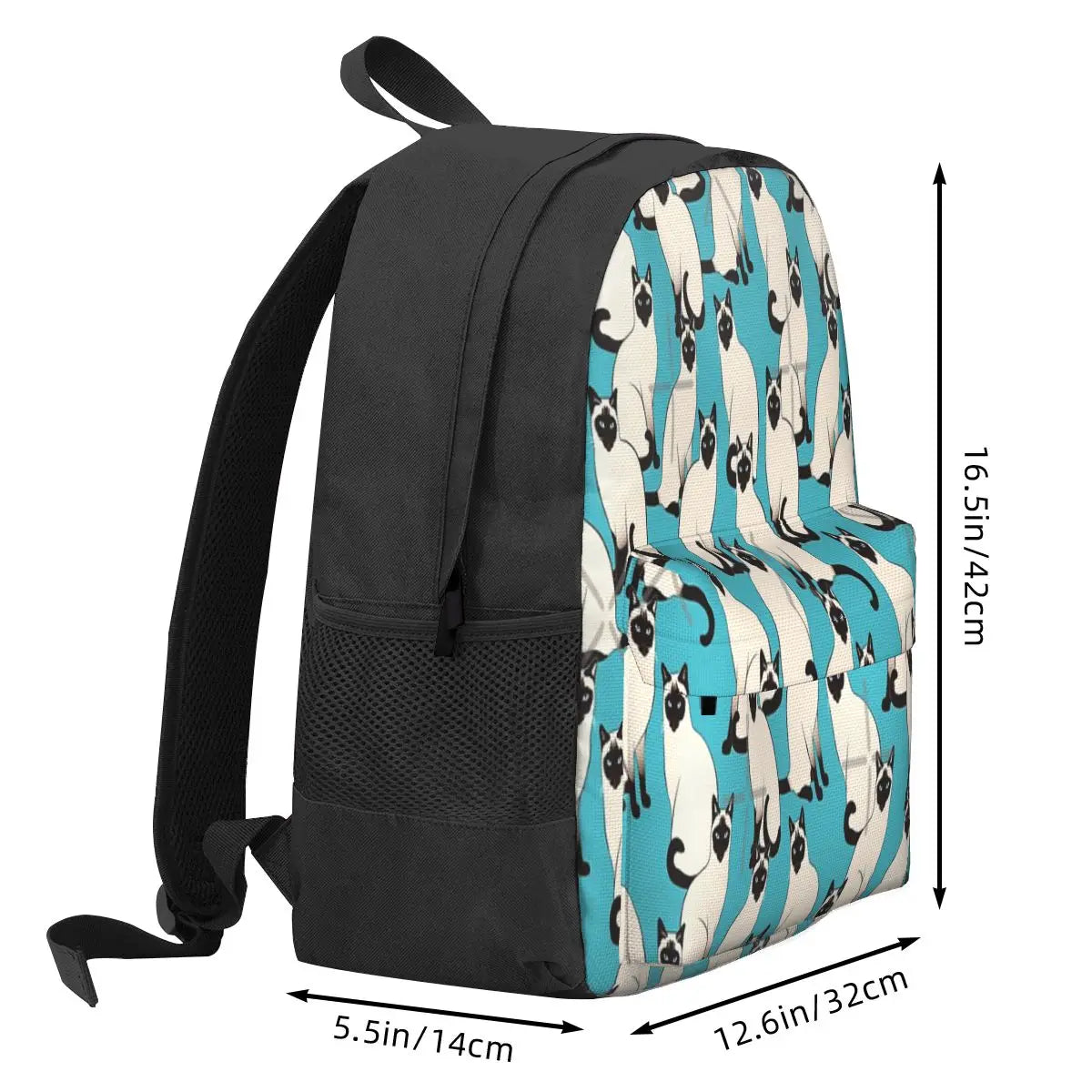 Siamese Cats on Turquoise Backpacks Men's & Women's Vintage Bags