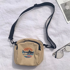 Canvas Shark Shoulder Bag Small Crossbody Purse