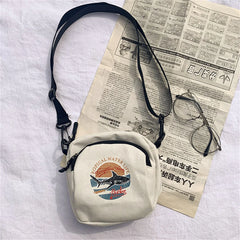 Canvas Shark Shoulder Bag Small Crossbody Purse