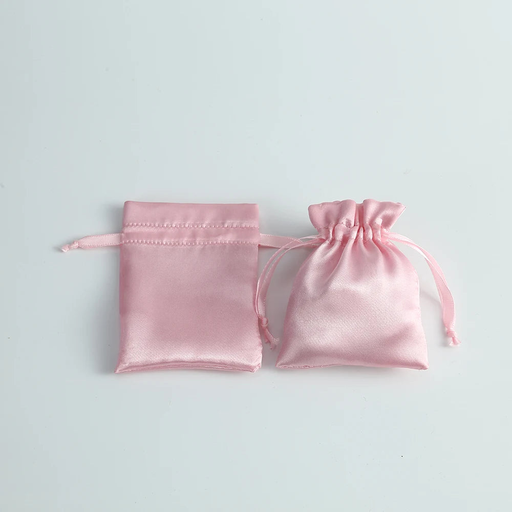 Silk Satin Storage Drawstring Bag Jewelry Pouch Gift Pouches