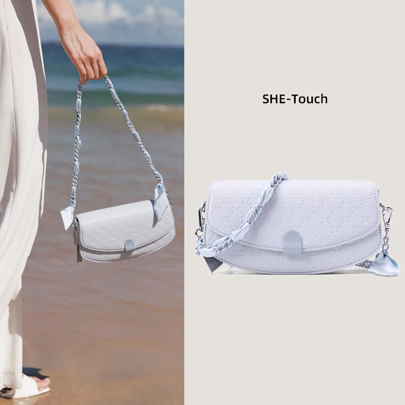 Silk Scarf Shoulder Bags Crossbody Bag For Ladies PU Cover Camera Bag