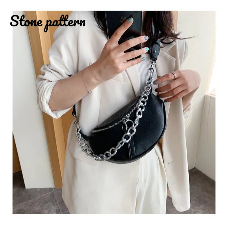 Silver Chain Crossbody Bags For Women Shoulder Messenger Handbags